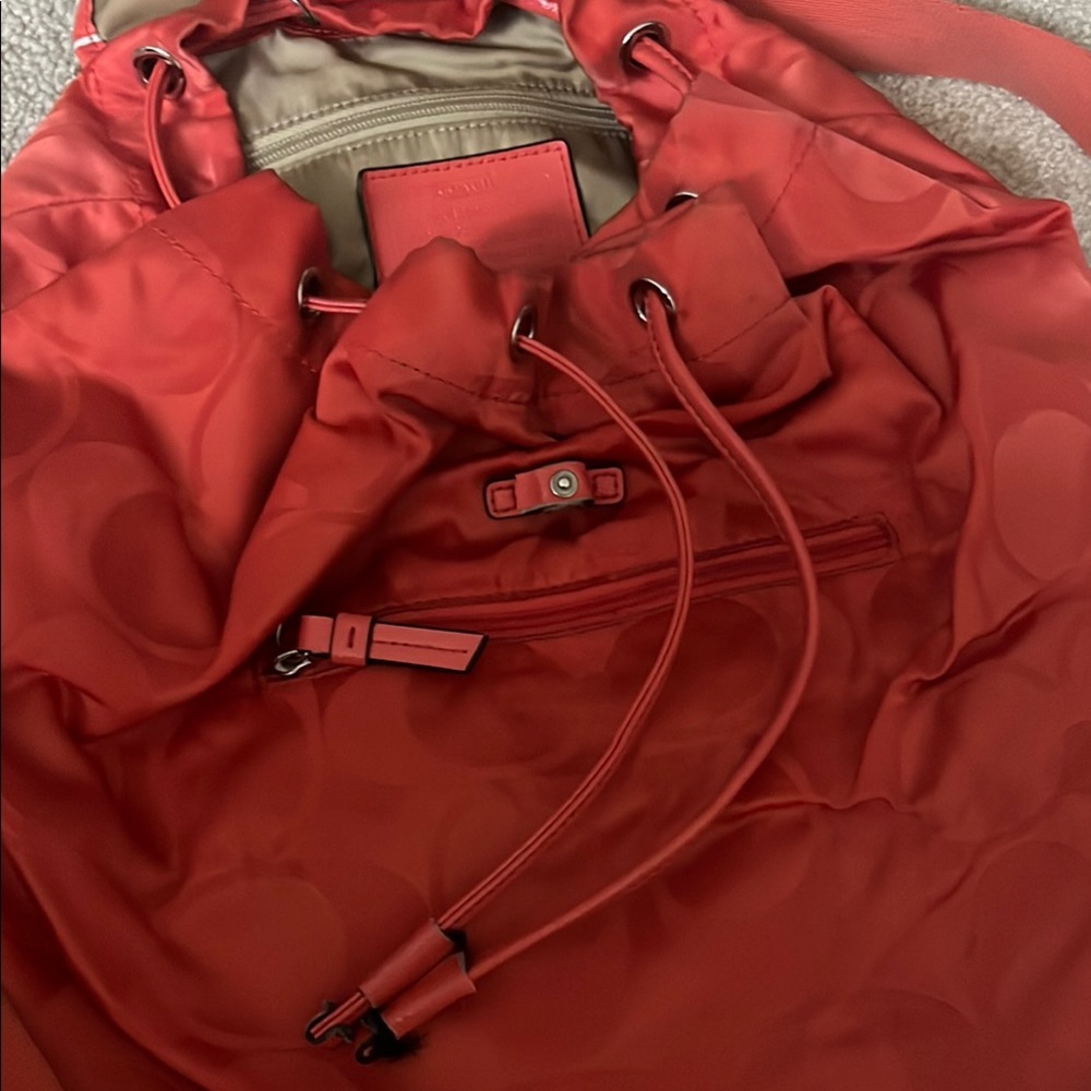 Coach Orange Backpack With Drawstring Closure And… - image 8